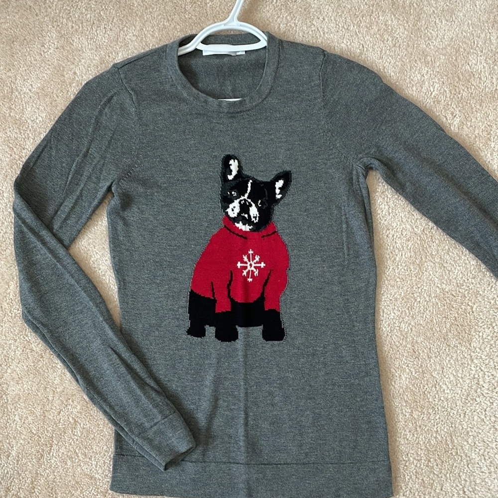 Rickis French bulldog crewneck long sleeve sweater